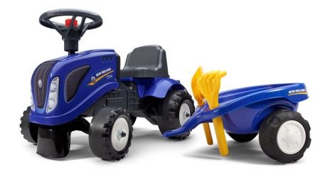 Odstrkovadlo traktor New Holland modré s volantem a valníkem