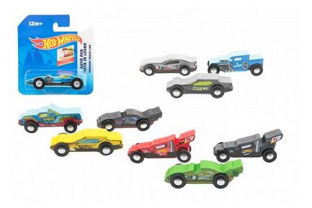 Auto/Formule Hot Wheels dřevěné 9cm na kartě mix druhů 12m+