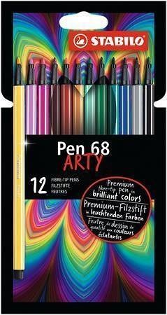 Fixy &quot;Pen 68 ARTY&quot;, 12 různých barev, 1 mm, STABILO