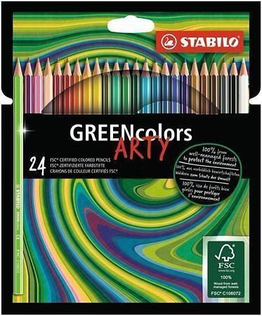 Pastelky &quot;GreenColors ARTY&quot;, 24 různých barev, šestihranná, STABILO