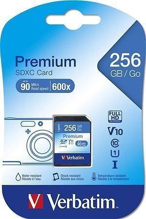 Paměťová karta &quot;Premium&quot;, microSDXC, 256GB CL10/U1, s adaptérem, VERBATIM