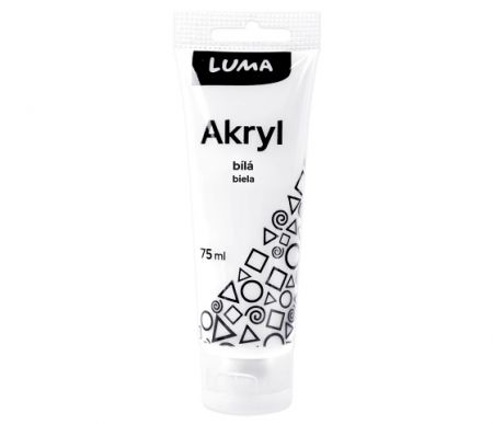 Barvy akrylové 75ml, bílá, LUMA