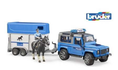 BRUDER 02588 (2588) LAND ROVER, POLICIE, přepravník, figurka, kůň