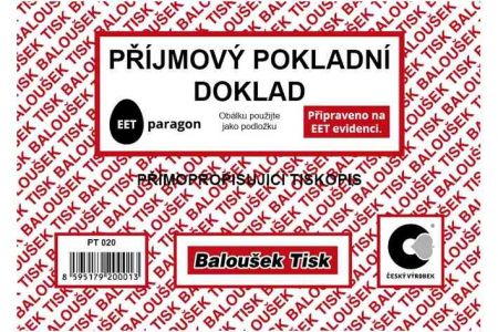 Příjmový pokladní doklad A6 přímopropisující / PT020 / Baloušek tisk