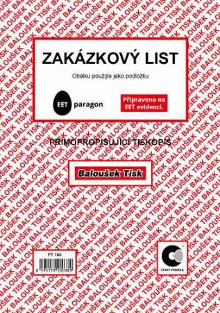 Zakázkový list A5 přímopropisující / PT180 / Baloušek tisk