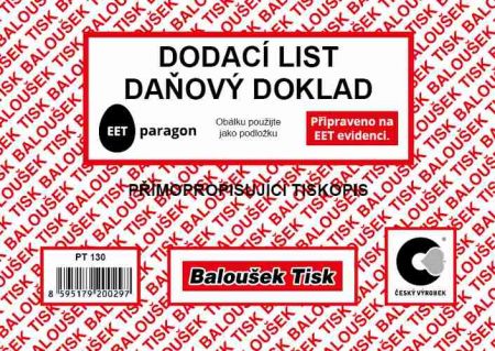 Dodací list - daňový doklad A6 přímopropisující / PT130 / Baloušek tisk