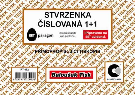 Stvrzenka A6 číslovaná 1+1 přímopropisující / PT072 / Baloušek tisk