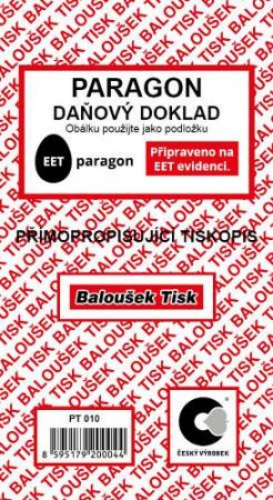 Paragon - daňový doklad přímopropisující / PT010 / Baloušek tisk