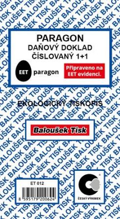 Paragon - daňový doklad číslovaný / ET012 / Baloušek tisk