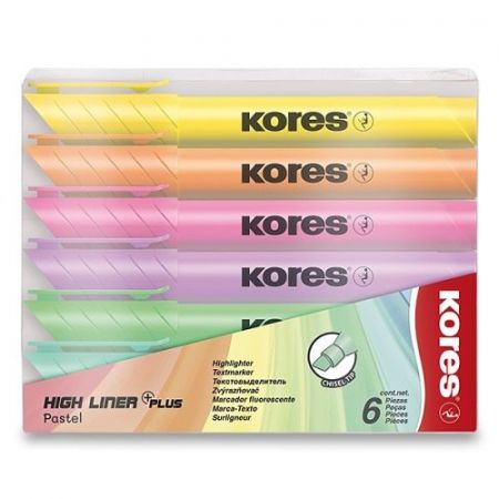 Zvýrazňovač Kores High Liner Pastel sada 6 barev