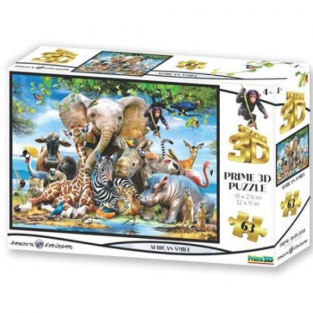 Puzzle 3D Afrika úsměv 63 dílků