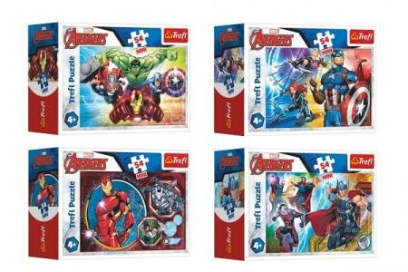 Minipuzzle 54 dílků Avengers/Hrdinové v krabičce 9x6,5x4cm, různé druhy