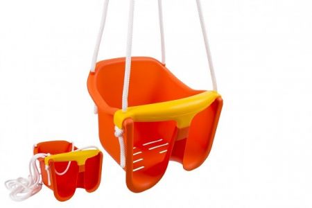 Houpačka Baby oranžová plast 33x30x28cm nosnost 25kg v síťce 12m+