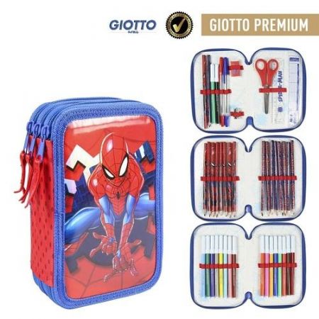 Penál 3 patrový Premium metalický Spiderman naplněný