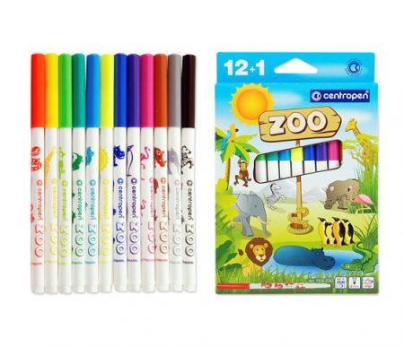 CENTROPEN fix 12 barev + 1 zvýrazňovač ZOO 7550/12