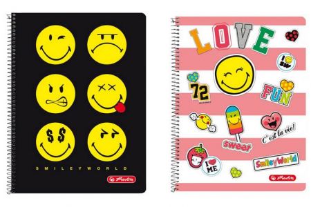 Spirálový blok A4/80listů, čtvereček SmileyWorld mix motivů (Herlitz)