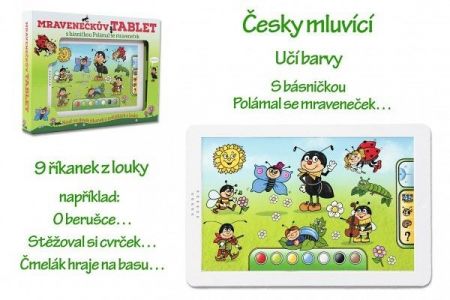 Mravenečkův tablet plast 30x20x2cm na baterie se zvukem v krabici 38x28x4,5cm