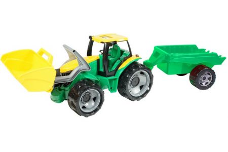 Traktor se lžící 60cm a přívěsem 45cm plast v krabici