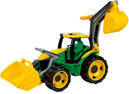 Traktor se lžící a bagrem plast zeleno-žlutý 65cm v krabici od 3 let