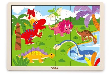 Dřevěné puzzle 16 dílků - dinosauři