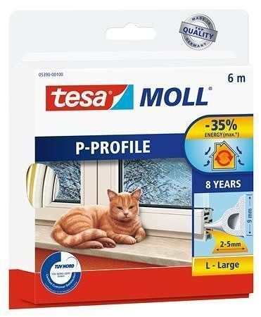 Gumové těsnění &quot;tesamoll® P profil 5390&quot;, bílá, 9 mm x 6 m, TESA