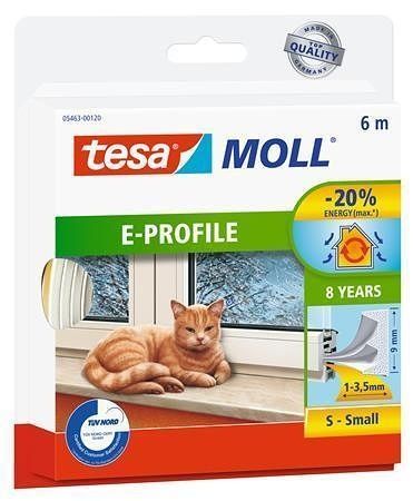 Gumové těsnění &quot;tesamoll® E profil 5463&quot;, bílá, 9 mm x 6 m, TESA