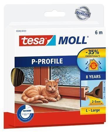 Gumové těsnění &quot;tesamoll® P profil 5390&quot;, hnědá, 9 mm x 6 m, TESA