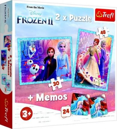 Puzzle + pexeso 2v1 -  Záhadná země Ledové království 2