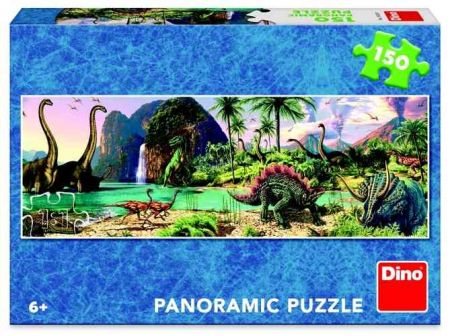 Puzzle 150 dílků panoramic Dinosauři u jezera