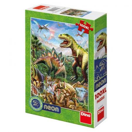 PUZZLE Svět dinosaurů 100DXL neon