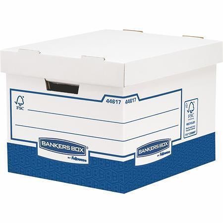 Archivační kontejner &quot;Bankers Box Basic&quot;, modro-bílá, karton, extra silný, velký, FELLOWES
