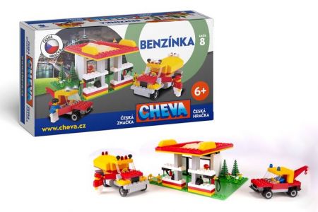 Stavebnice Cheva 8 Benzínová stanice plast 349ks v krabibi 35x19x9 cm