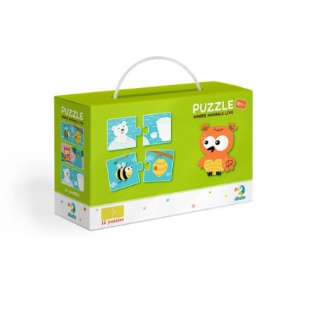 Puzzle Duo Kde bydlí zvířátka -12x2 dílků