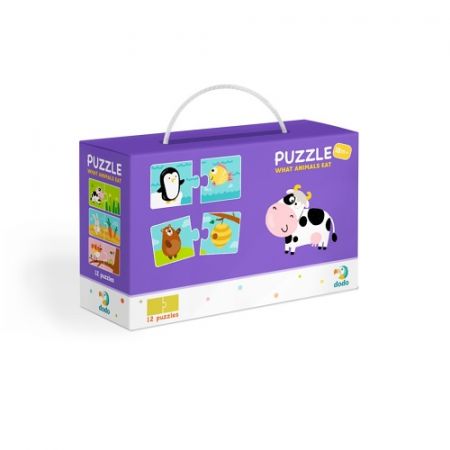 Puzzle Duo Co jedí zvířátka -12x2 dílků