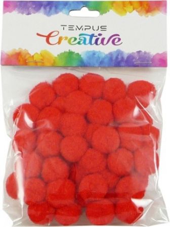 Pom poms 20mm červený 50ks