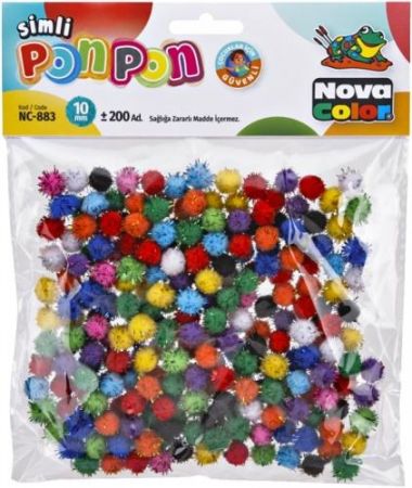 Pom poms NC-883 10mm glitter mix 200ks