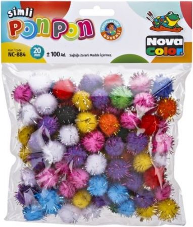 Pom poms NC-884 20mm glitter mix 100ks