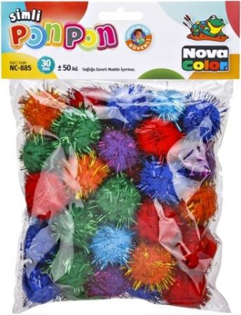 Pom poms NC-885 30mm glitter mix 50ks