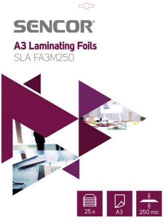 Laminovací fólie SLA FA3M250 Fólie A3 250mic 25ks SENCOR (Laminovací folie)