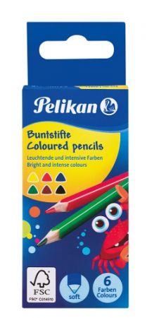 Pastelky 6 barev trojhranné krátké - PELIKAN