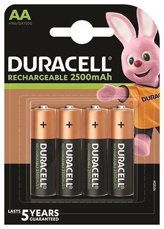 Dobíjecí baterie, AA, 4 x 2500 mAh, DURACELL