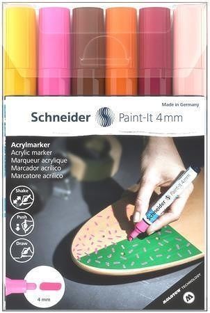 Akrylové popisovače &quot;Paint-It 320&quot;, sada 6 barev, 4 mm, SCHNEIDER