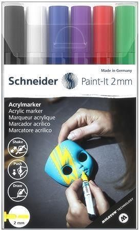 Akrylové popisovače &quot;Paint-It 310&quot;, sada 6 barev, 2 mm, SCHNEIDER