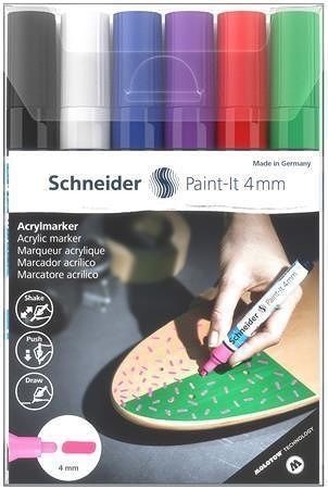 Akrylové popisovače &quot;Paint-It 320&quot;, sada 6 barev, 4 mm, SCHNEIDER