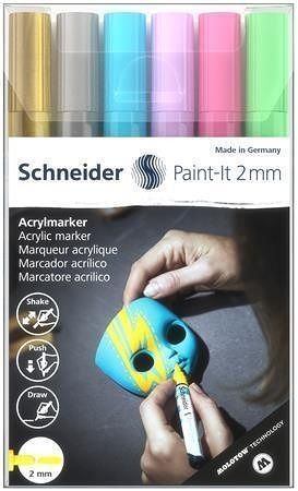 Akrylové popisovače &quot;Paint-It 310&quot;, sada 6 barev, 2 mm, SCHNEIDER