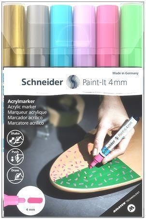 Akrylové popisovače &quot;Paint-It 320&quot;, sada 6 barev, 4 mm, SCHNEIDER