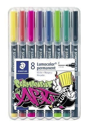 Permanentní popisovače &quot;Lumocolor 318F&quot;, 8 barev, 0,6 mm, STAEDTLER 318 WP8-1