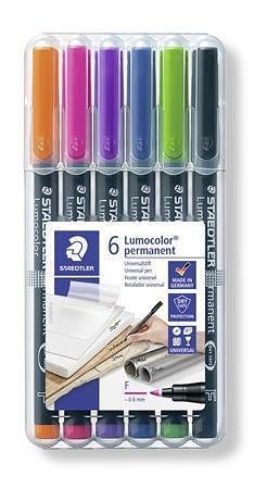 Permanentní popisovače &quot;Lumocolor 318F&quot;, 6 barev, 0,6 mm, STAEDTLER 318 WP6-1