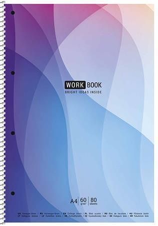 Spirálový sešit &quot;WORK BOOK&quot;, mix motivů, čtverečkovaný, A4, 80 listů, SHKOLYARYK A4-080-66