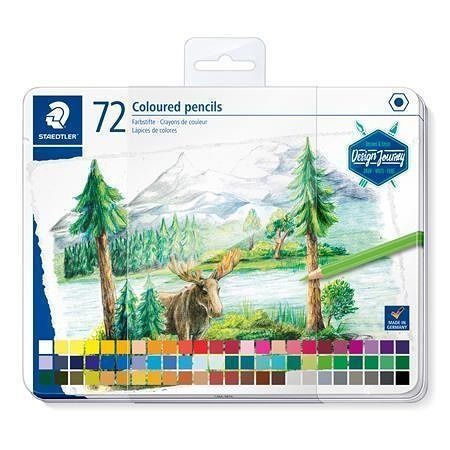 Barevné pastelky &quot;Design Journey&quot;, 72 barev, kovový box, šestihranné, STAEDTLER 146C M72